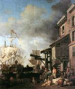SCOTT, Samuel A Thames Wharf ef oil painting reproduction